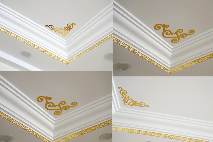 对角花边自粘电视背景墙边框天花板吊顶装饰贴花镜子柜子立体墙贴