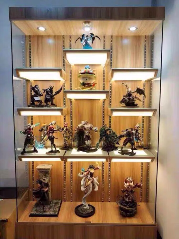 索训科 家用手办展示柜实木小型玻璃门动漫模型奖杯展柜带灯产品橱窗