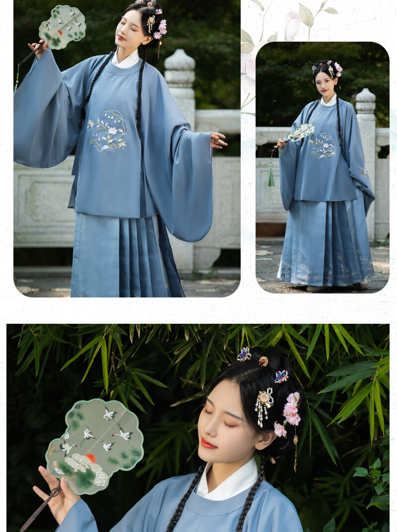 明制汉服圆领袍女日常改良琵琶袖短袄秋冬纯色大码织金明制马面裙 莲