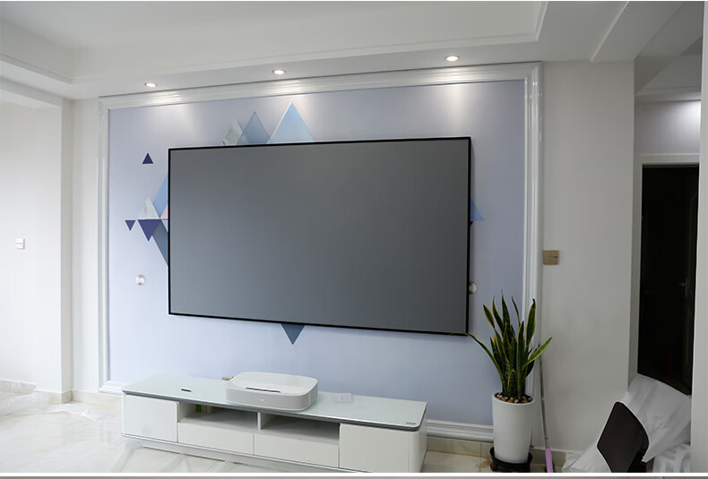 叶中长焦黑晶抗光幕布超短焦菱栅投影幕布84100120150超窄边画框幕