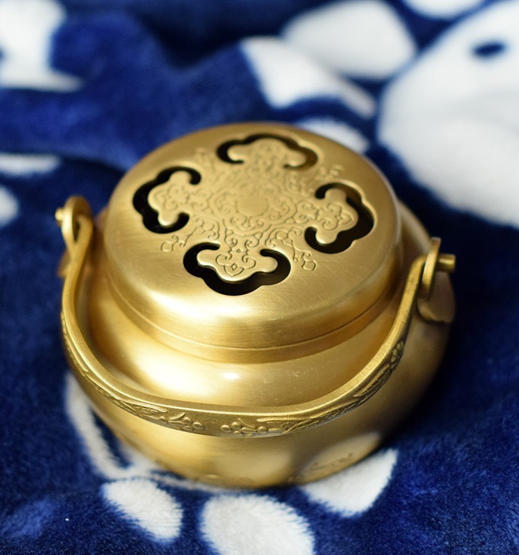 孔雀怀炉 铜手炉黄铜铸造仿古做旧中式暖手炉怀炉冬季暖手碳布套炉