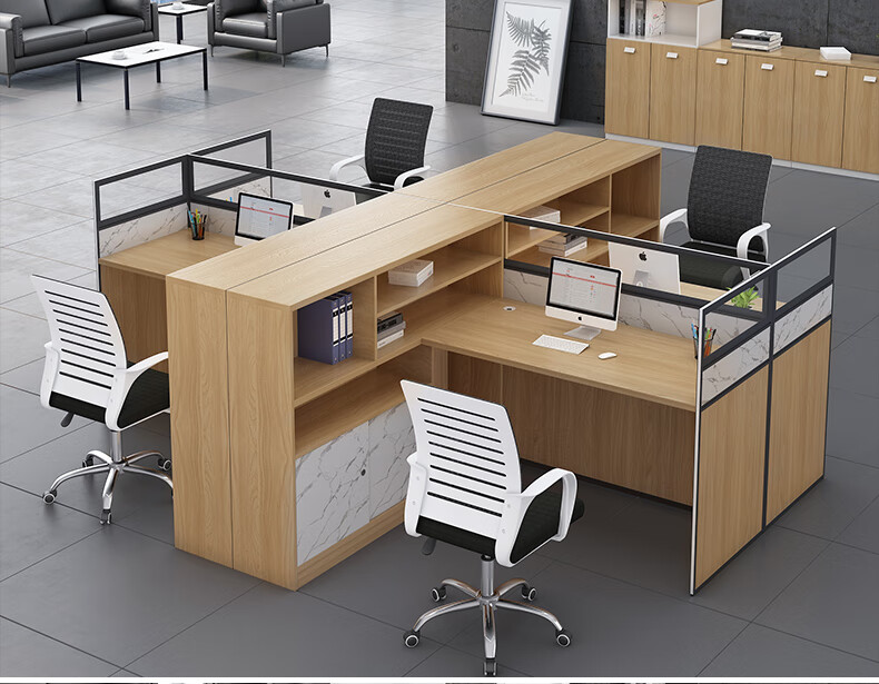 4人位简约现代屏风工位隔断办公桌椅组合员工位四人位土字型不含座椅