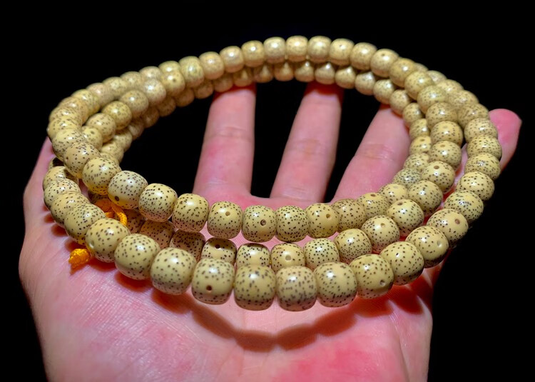 情冰 原生态黄金籽鸡油黄星月菩提 108颗正月手串海南佛珠男女手链