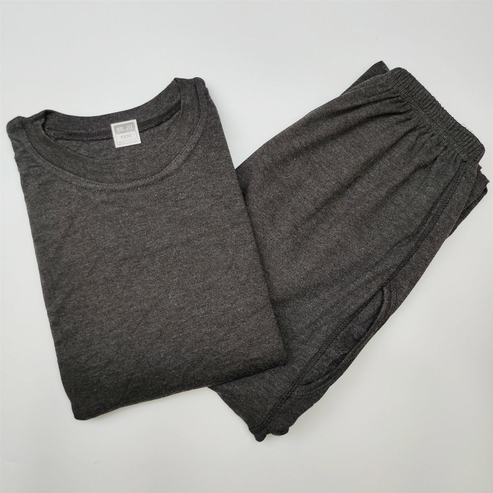 线衣线裤全套男士秋衣秋裤套装秋冬薄款爸爸中老年打底 浅灰色套装