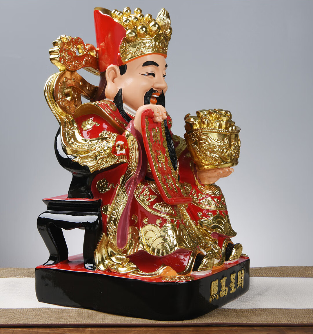 奢茨 财神爷佛像家用树脂彩绘文财神神像办公室店铺开业摆件居家 27寸