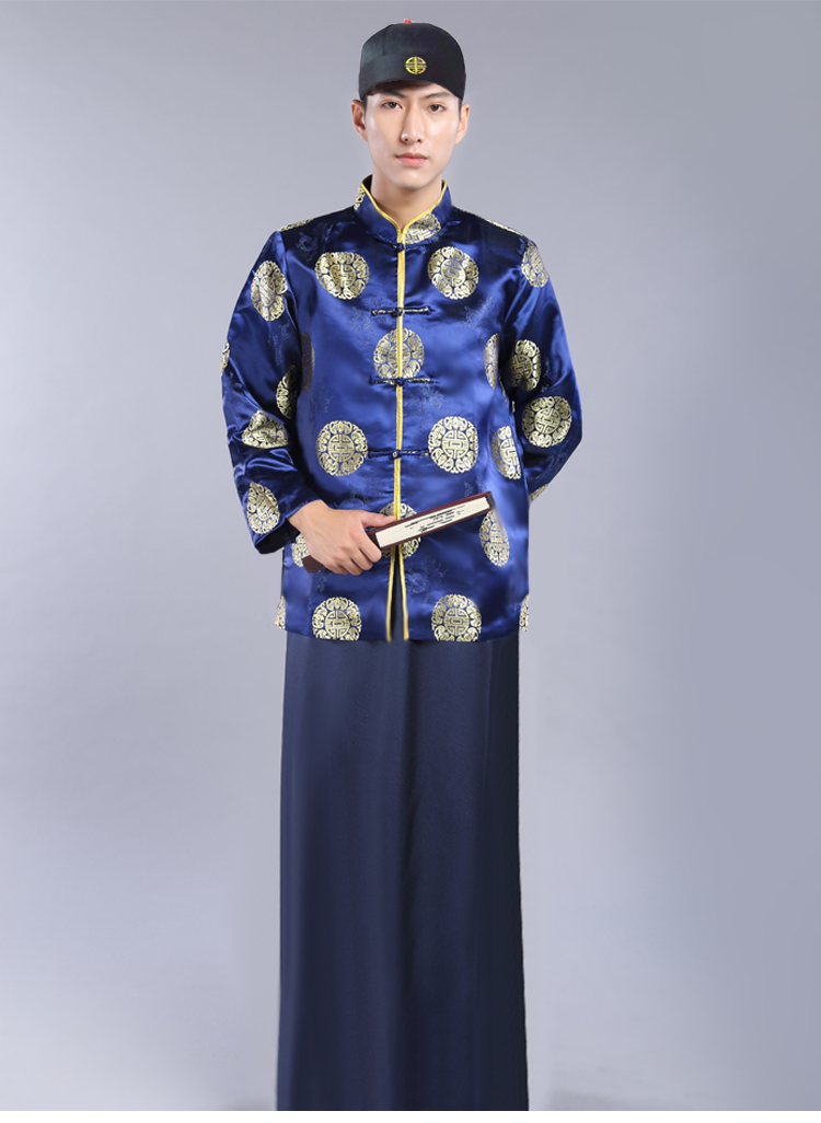 妩纪民国古装地主服装财主员外老爷马褂演出服掌柜管家唐装寿服新郎装