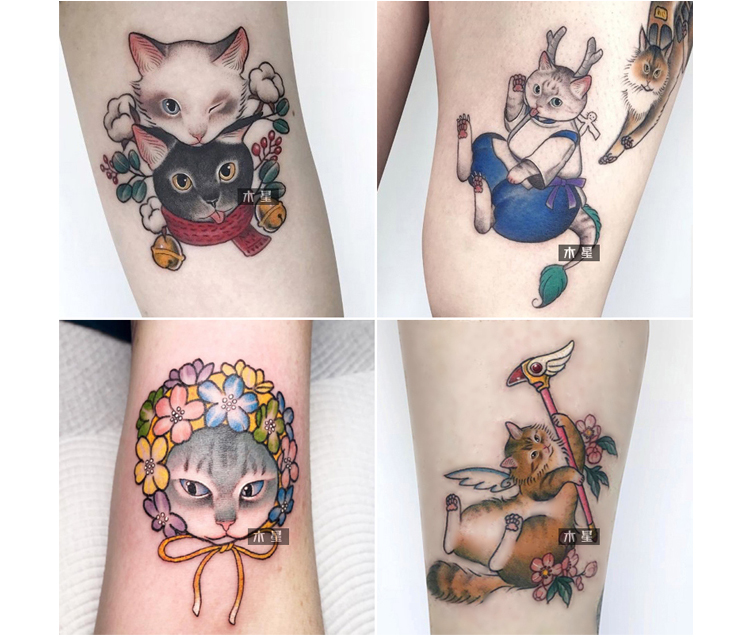 浪莎 纹身贴ins风浮世绘猫纹身贴防水可爱女潮仿真暗黑日系韩国网红