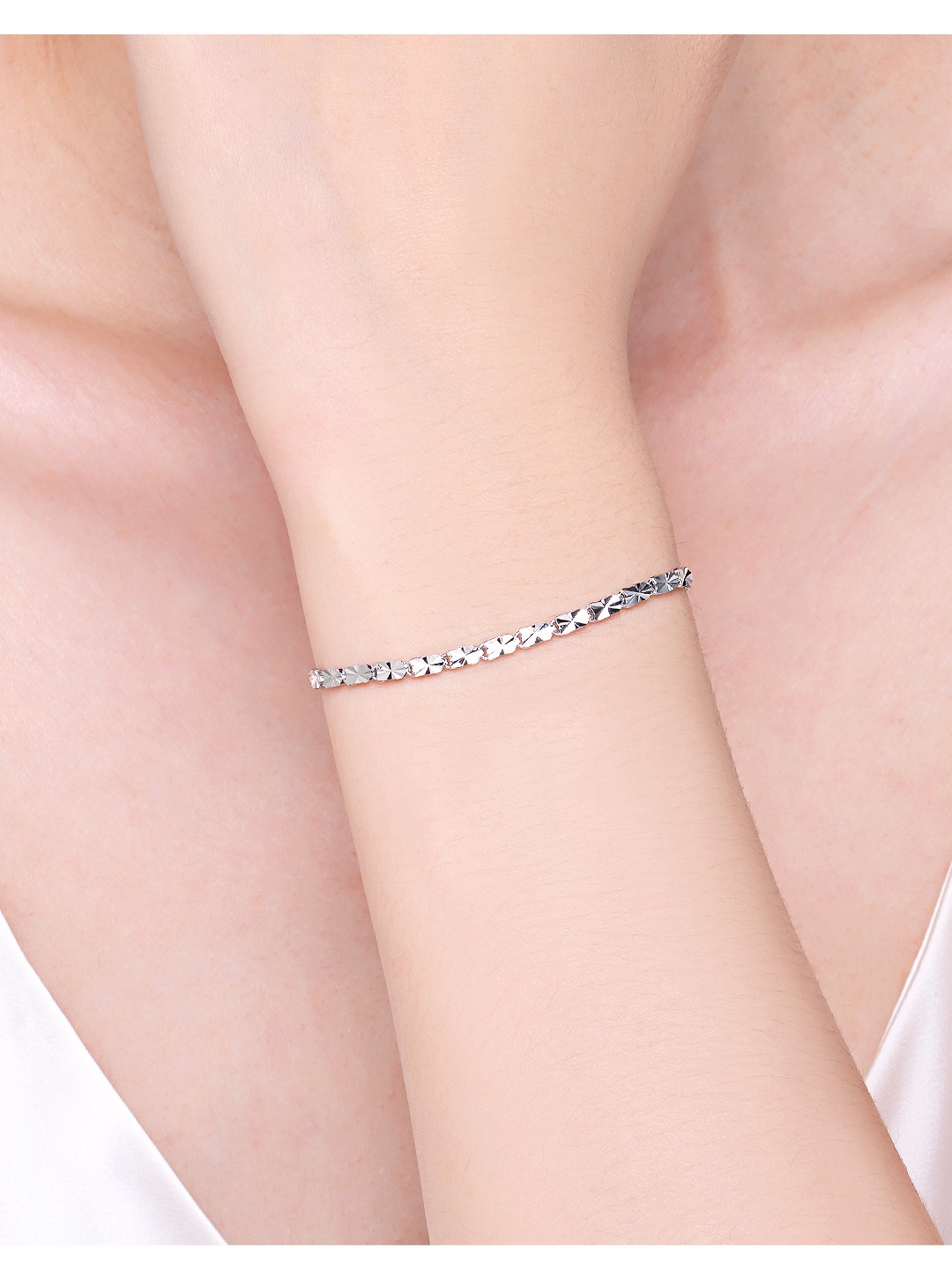 寻珍爱 pt950铂金手链女白金手环实心切面超闪显粗铂金手镯手饰品