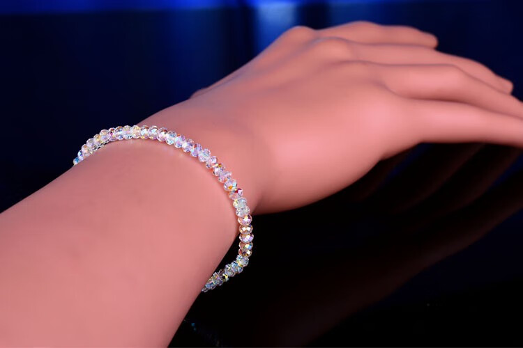 水晶转运手串女 简约时尚甜美百搭气质首饰手链ins小众设计 菱形珠