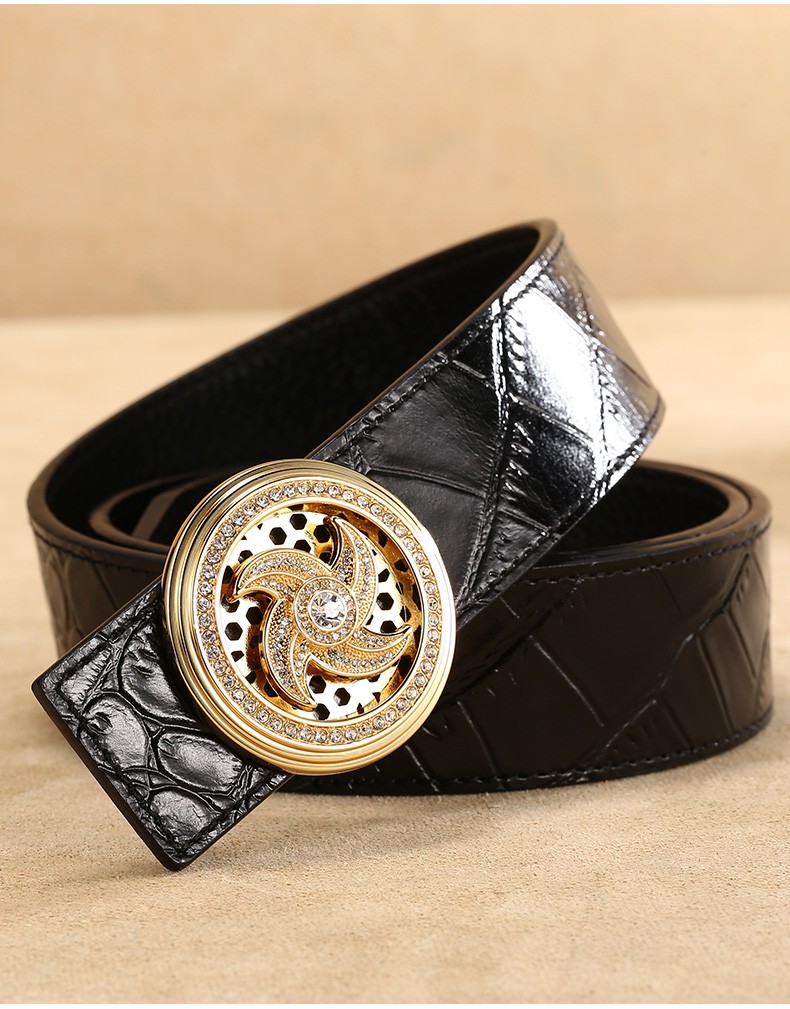 梵威伦vaveren品牌奢侈品皮带男头层牛皮内穿式鳄鱼纹腰带时来运转送