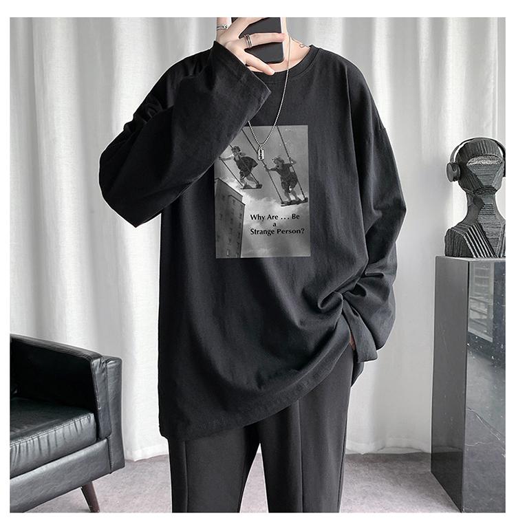 潮流棉质印花内搭高街打底衫休闲上衣服小衫潮牌百搭春秋天潮流合伙人