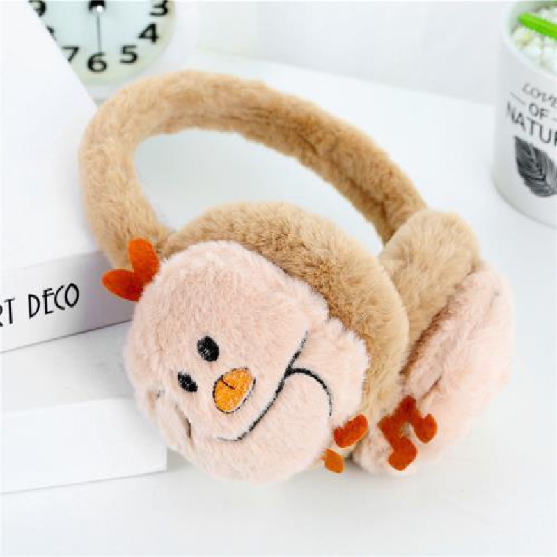 儿童成人学生耳包耳套耳暖卡通可爱保暖护耳寒秋冬季熊脸粉色卡通耳罩