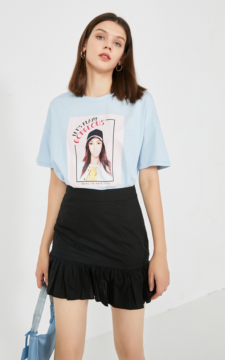 vero moda2020秋季新款复古人像纯棉印花短袖t恤女320301056 a06漂