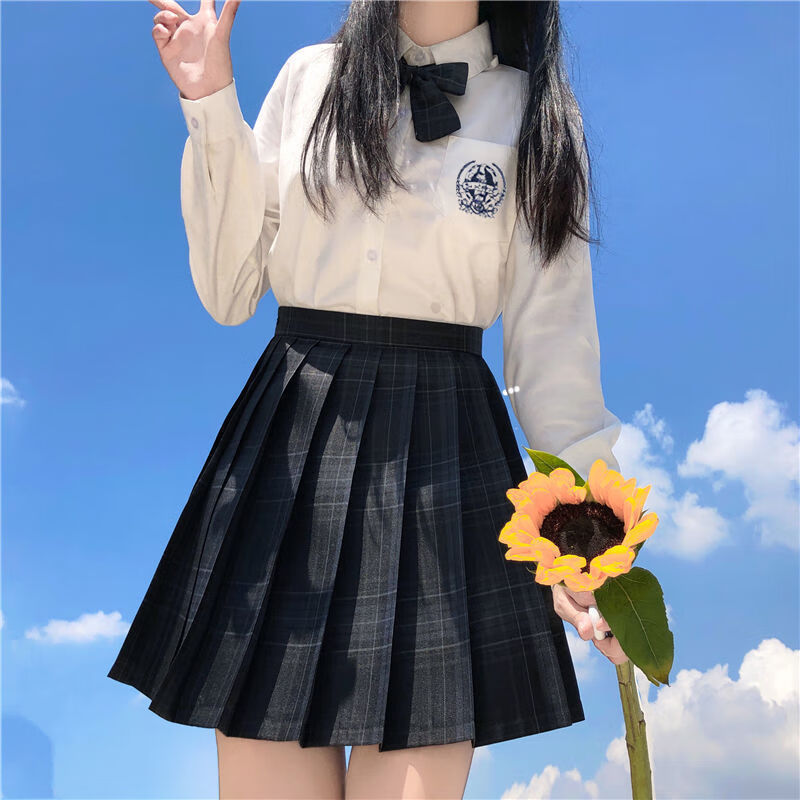 元造日系合集jk制服百褶裙格裙温柔一刀裙子套装学生制服1少女 白长