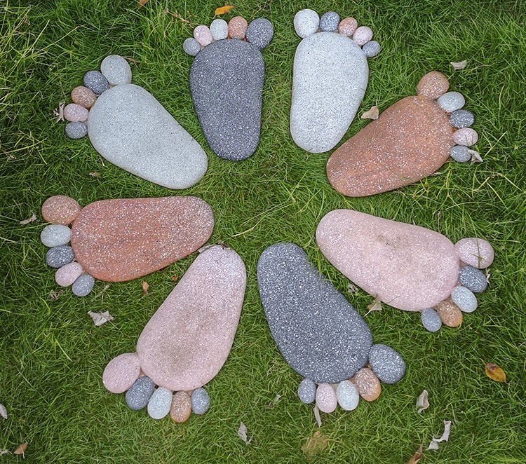 花园装饰庭院踏步石铺路石卡通脚丫户外地砖别墅草坪脚踏石汀步石 浅