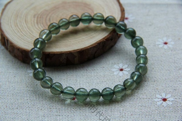 简时代天然水晶手链女绿发晶手链手串男生日礼物收藏级15mm