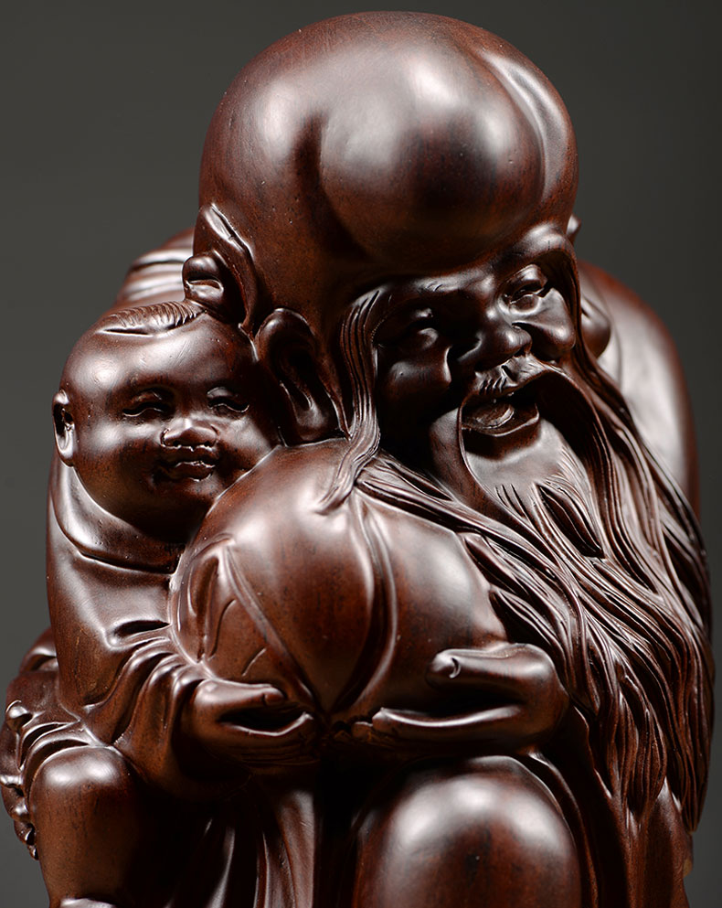 仙莱阁木雕老寿星公摆件实木雕刻寿仙翁福寿乔迁玄关祝寿贺礼红木礼品