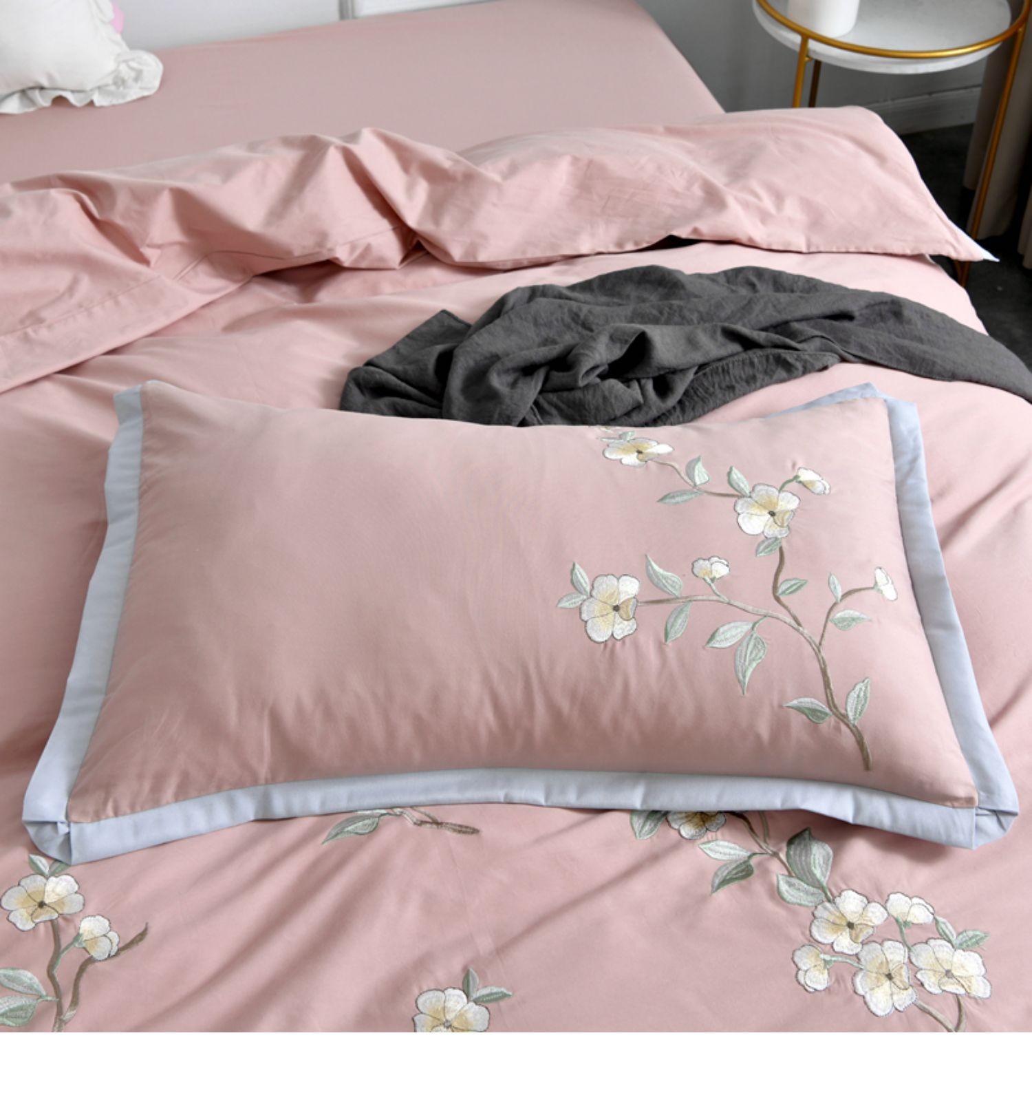 床单单件棉被单刺绣床单简约单双人床莫兰迪兰床单一对