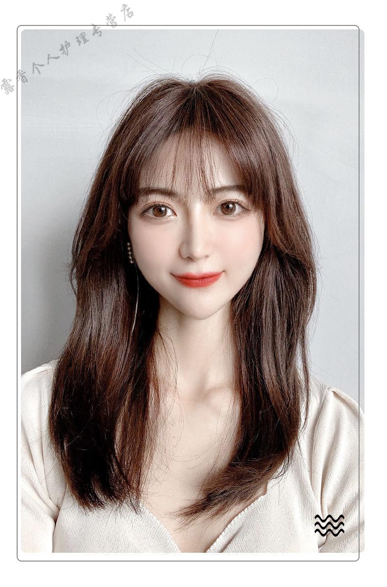 网红法式刘海假发女3d真发隐形修颜假刘海自然无痕头顶刘海假发片 棕