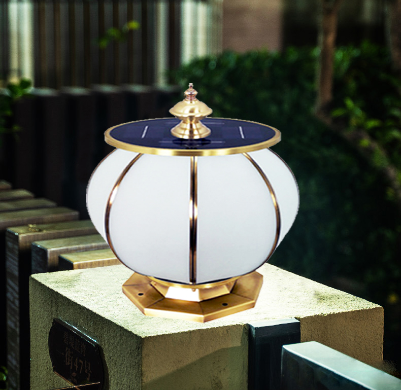 院墙围栏院子大门柱子上门头灯大门柱子上的灯圆柱灯庭院柱头圆球太阳