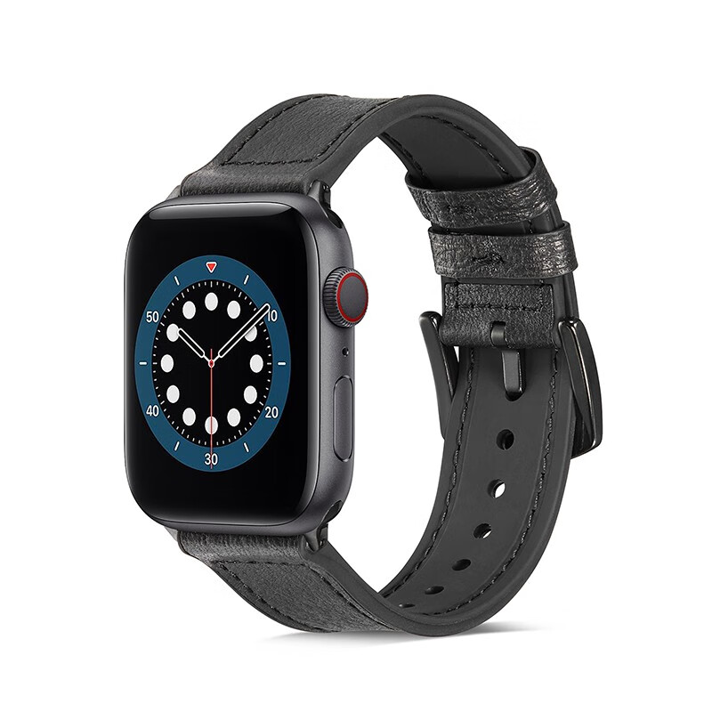 适用apple iwatch5/6/se表带苹果手表表带真皮/4/3/2代1通用荔枝纹