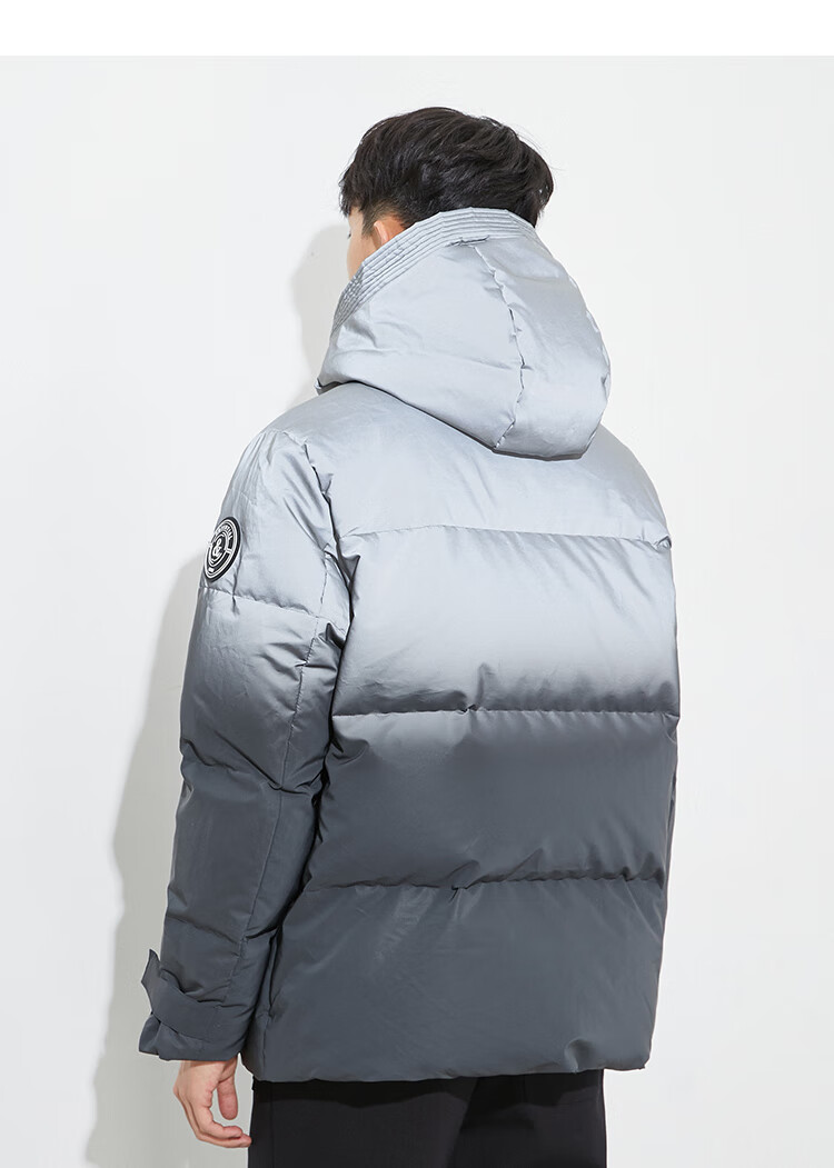 jackjones杰克琼斯冬保暖潮连帽渐变反光羽绒服男士外套221412034 e42