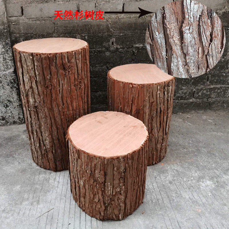 梨犇花仿真树桩木桩假原木桩圆木墩篱笆栏栅商场服装店餐厅橱窗花艺