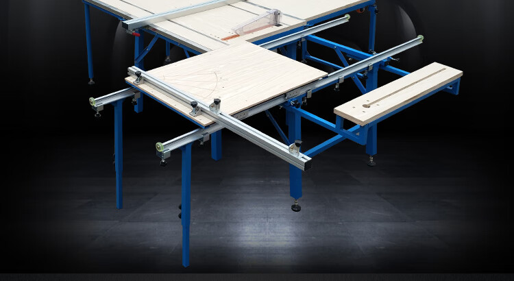 便携式折叠锯台木工多功能倒装无尘装修精密导轨子母推台锯 一代加宽