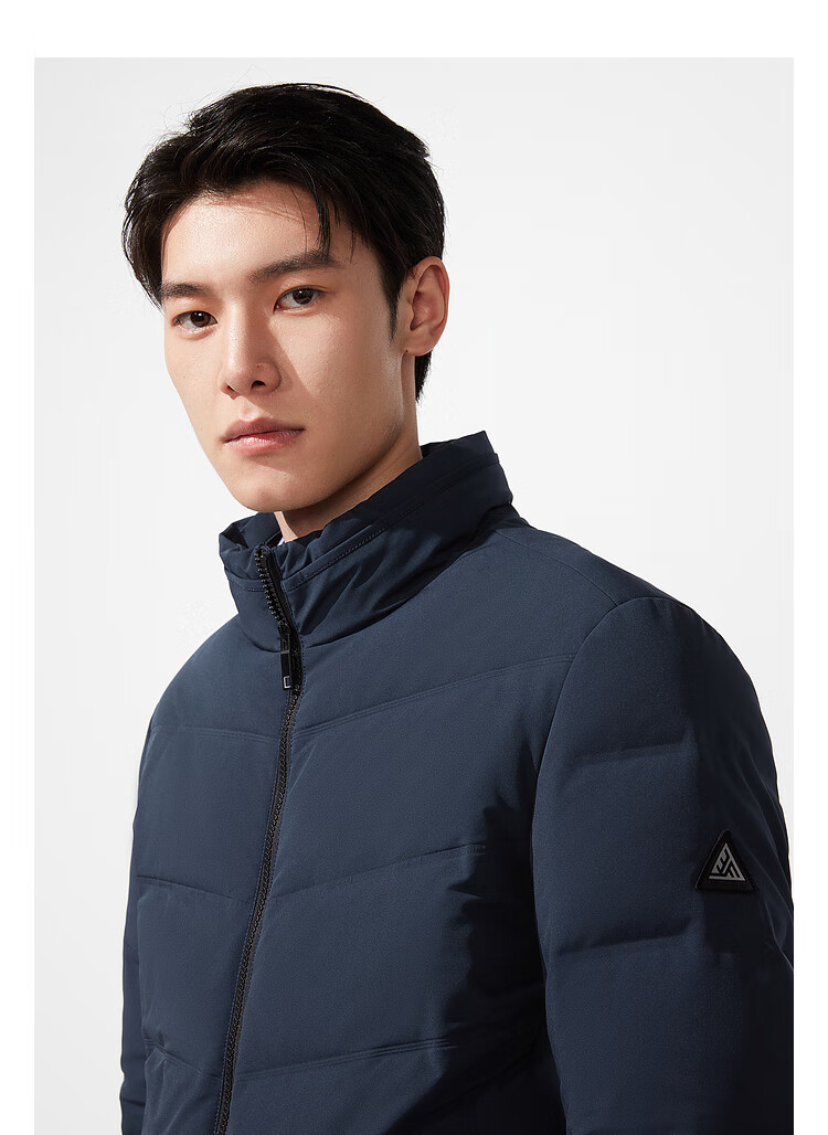 hla海澜之家羽绒服男2021冬季新品立领基础纯色白鸭绒利落保暖外套男