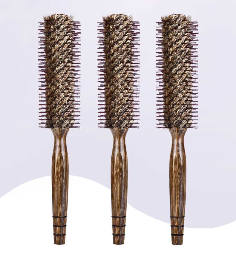 猪鬃毛梳家用木梳圆滚筒梳造型内扣卷发梳长发头梳卷筒梳子 小号