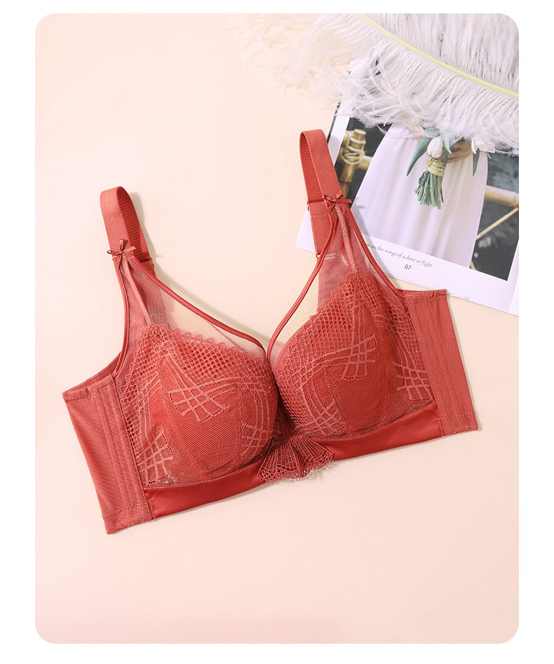 新品茜施尔舒适软钢圈内衣女聚拢胸罩收副乳防下垂防外扩薄款性感几何