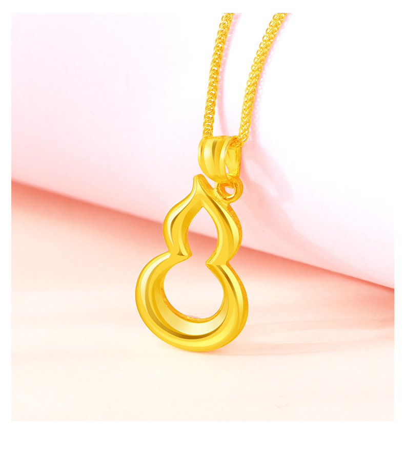 黄金葫芦吊坠女新款足金999.9光面葫芦金项链送礼金首饰 足金999.