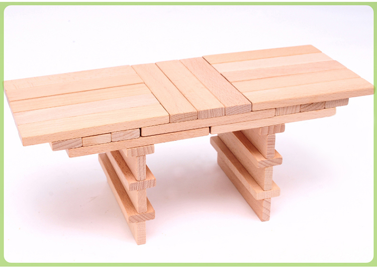 幼儿园玩具原木松木榉木构建阿基米德积木木条keva实木定制精品榉木款