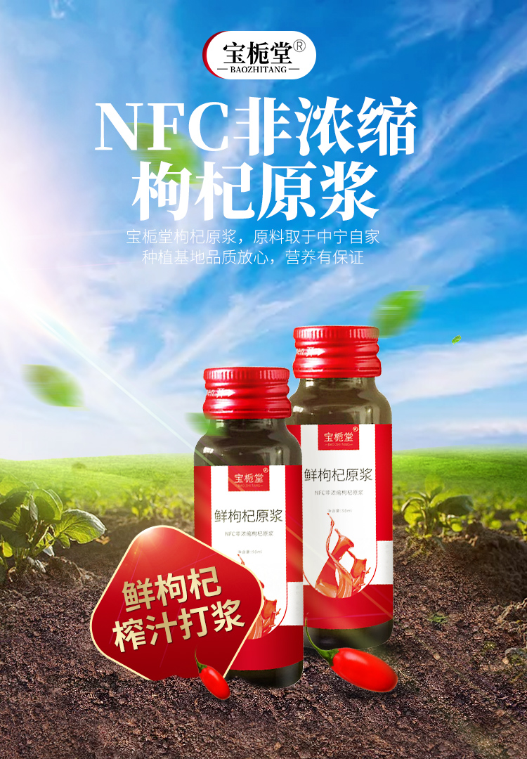 宝栀堂鲜枸杞原浆50ml 中宁夏鲜果枸杞原浆液 原味