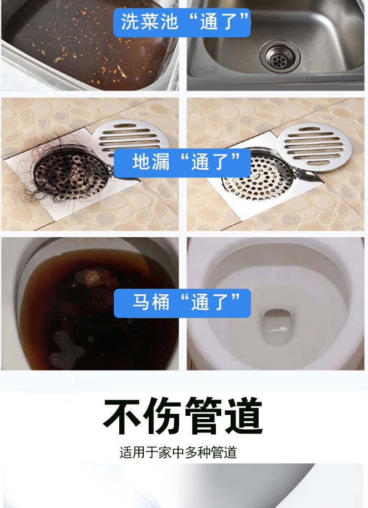 管道疏通劑馬桶廚房下水道油汙強力溶解家用通廁所粉去味除臭神器1瓶