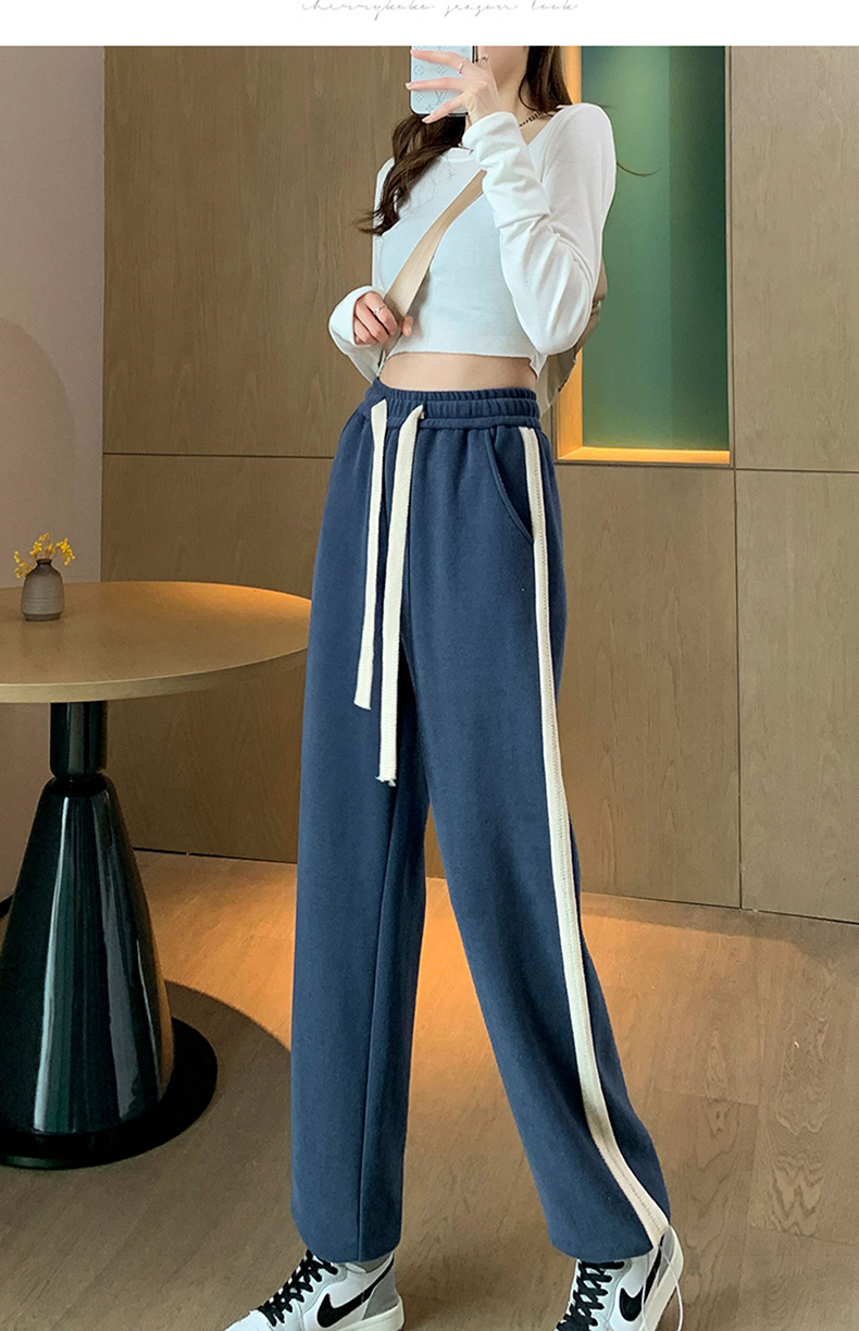 朵沐缦阔腿运动裤女春秋新款韩版直筒休闲裤时尚百搭潮流拖地裤宽松