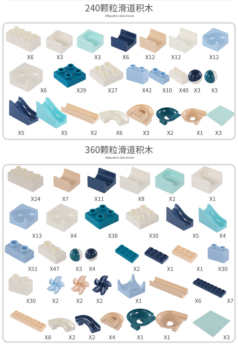 大颗粒积木拼装滑道早教启智玩具套装小孩儿童积木轨道玩具男孩女孩