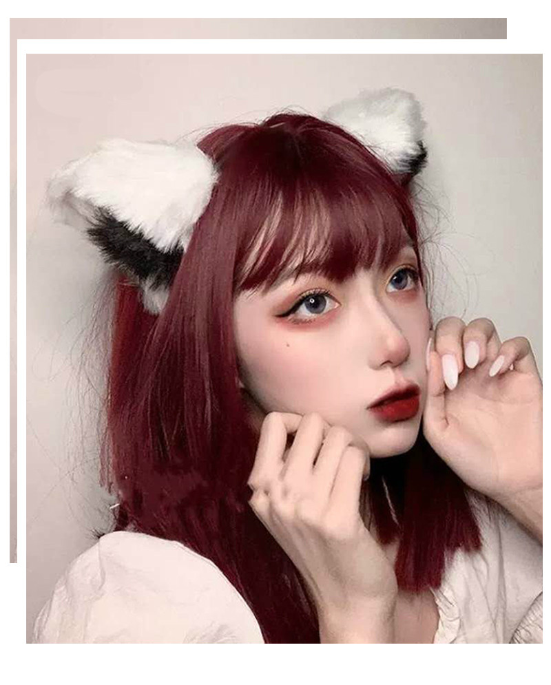 猫耳朵cos仿真狐狸兽耳猫耳发夹毛绒动物头饰发箍发卡 乳白色