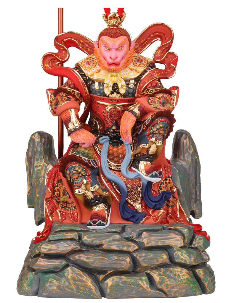 三漫陀坐山玉峰大圣爷樟木雕19寸齐天大圣孙悟空神像孙行者佛像家用