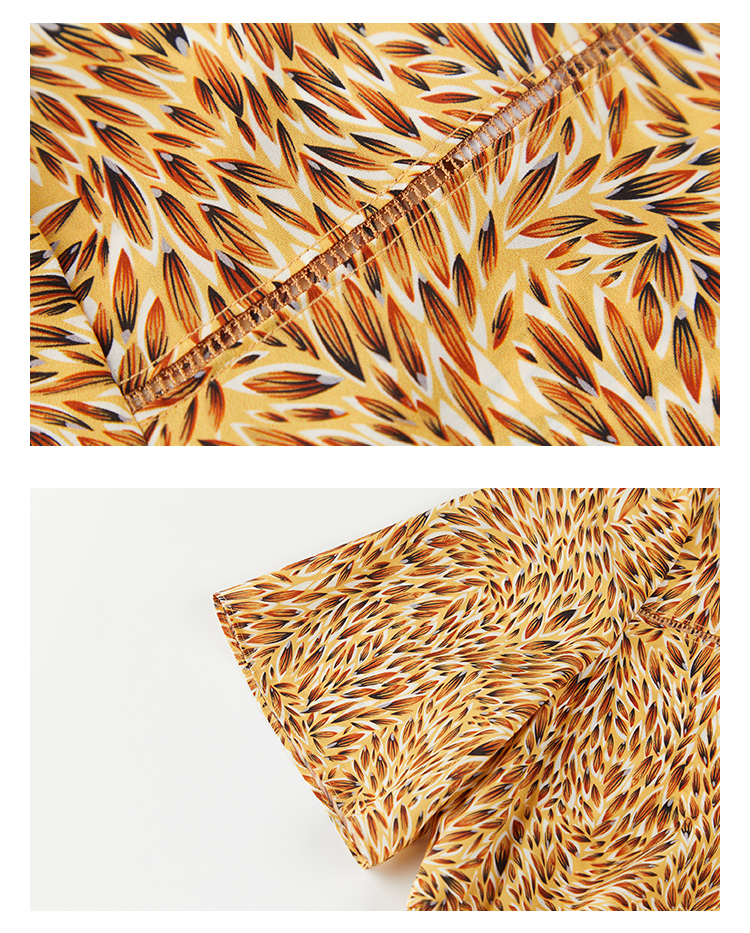 zb珍贝桑蚕丝连衣裙夏季新款女装桑蚕丝印花过膝长裙收腰显瘦08636s