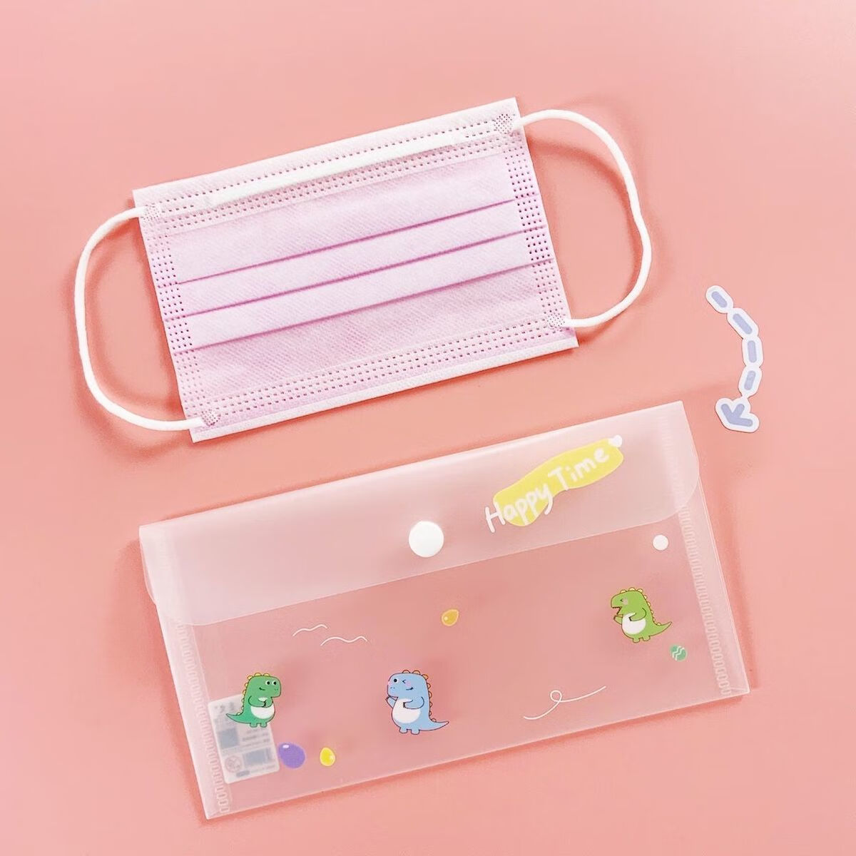 口罩收纳袋 儿童通用便携卡通按扣袋环保无异味 3个 赠姓名贴(图案