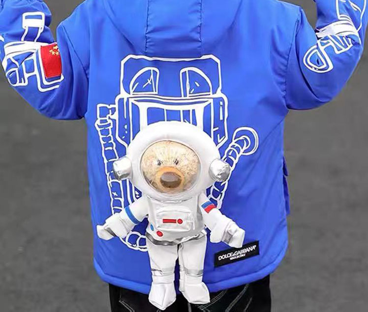 2021新款冬季太空熊羽绒服女童洋气5男童冬装外套8中大童加厚上衣红色
