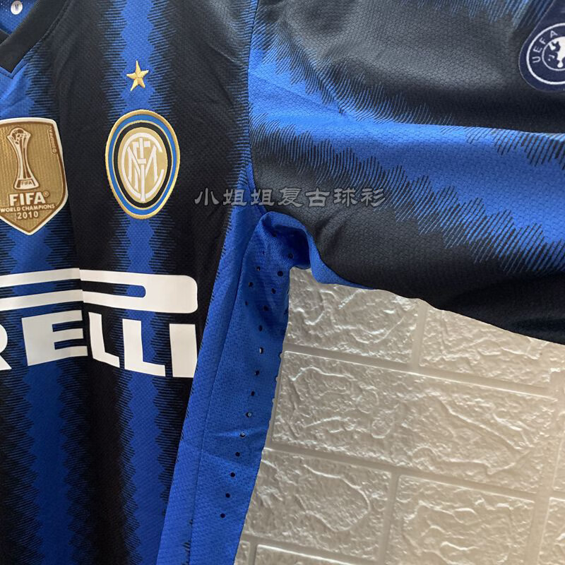 珺纤 国际米兰球衣主场1011赛季男长袖足球服米利托萨内蒂埃托奥队服