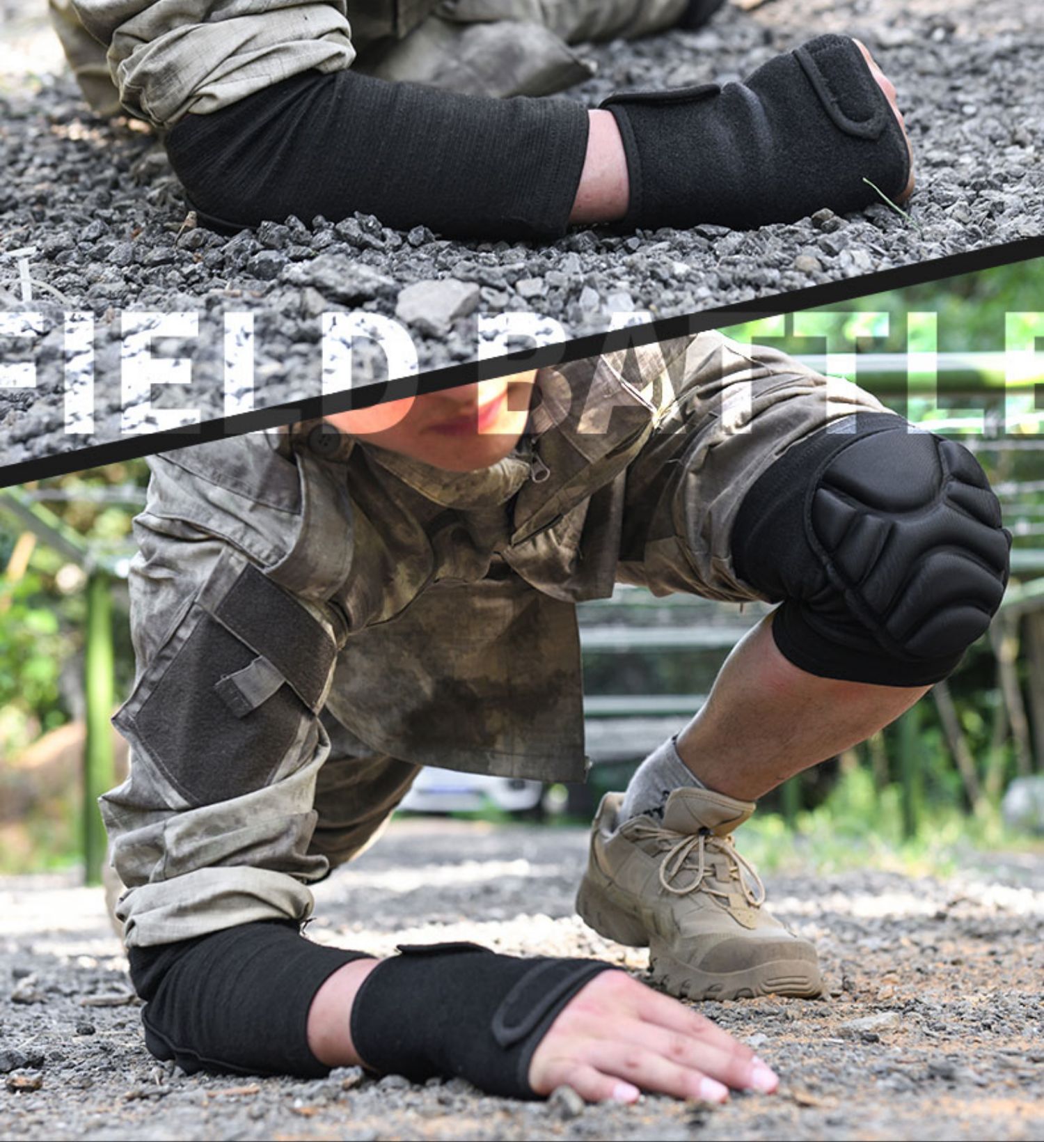 新兵战术加厚训练套装跪地防撞内置护具爬行护膝护肘四