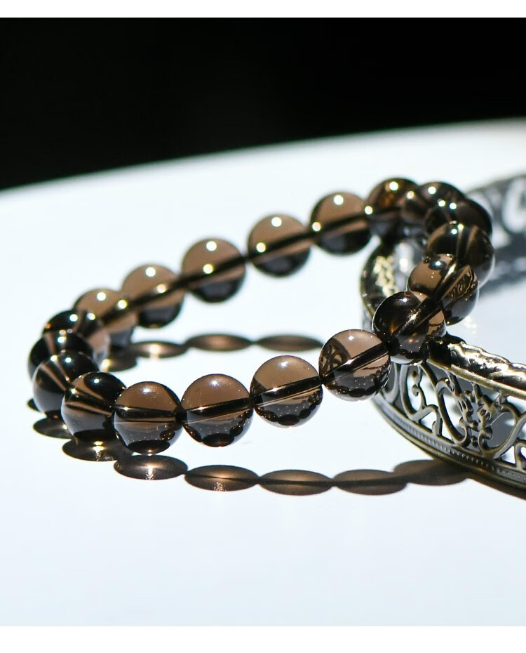 天然茶晶手链 天然水晶手串 全净体 约8mm