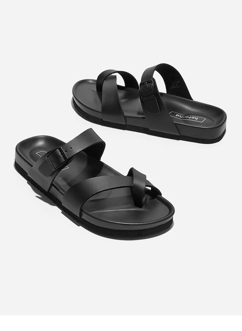 热风拖鞋男2020新款男士舒适休闲厚底凉拖鞋子 01黑色 43