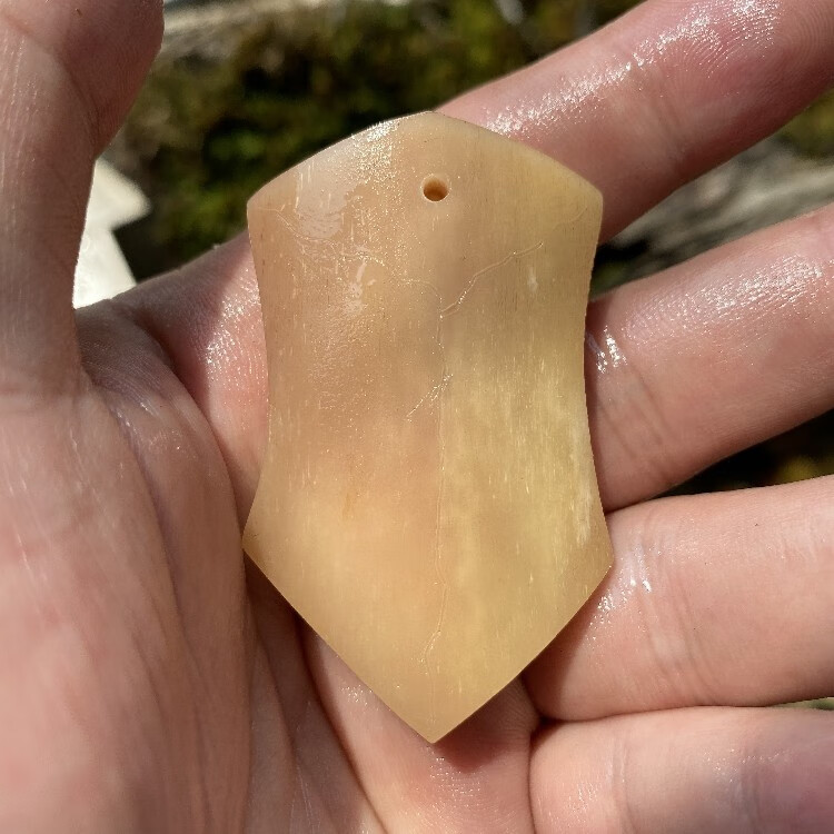 老凤凰天然骆驼骨血料满蝌蚪纹手工雕刻未脱脂驼骨手把件三界牌吊坠