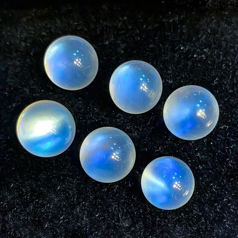 牧思7a天然冰种蓝月光散珠月光石单珠发晶绿幽灵圆珠diy多宝手链配7a