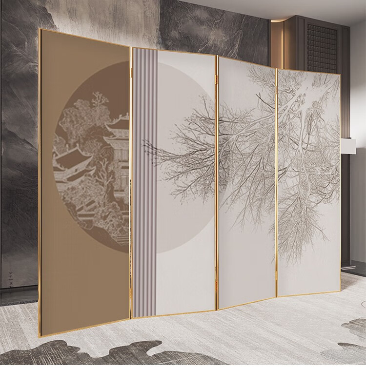 古风今现屏风隔断客厅餐厅装饰遮挡新中式简约现代铝合金轻奢折叠移动