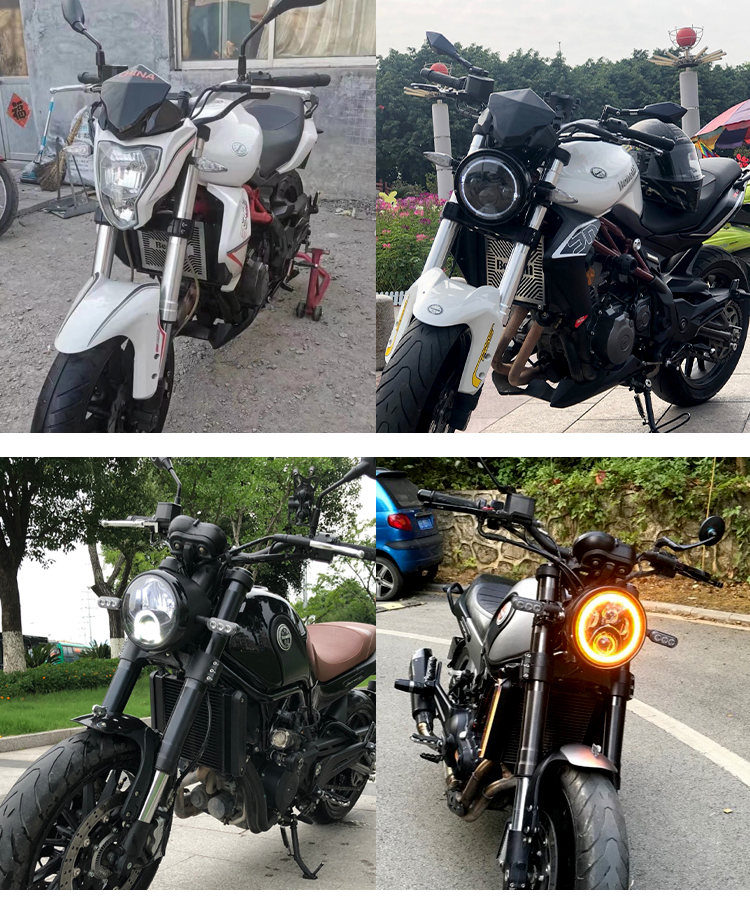 适用于贝纳利302s改装黄龙300/600小黄龙暴龙改装led复古大灯总成 80w